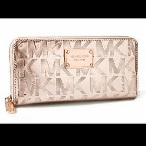 Michael Kors Rose Gold Continental Metallic Wallet